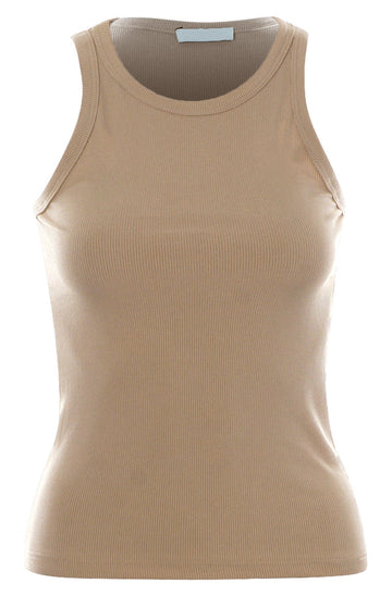 ABBY RIBBED VEST TOP-STONE